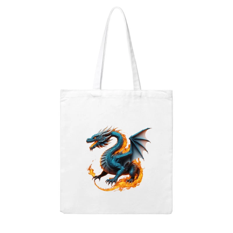 Mythical Fire-Breathing Dragon Cotton Tote Bag