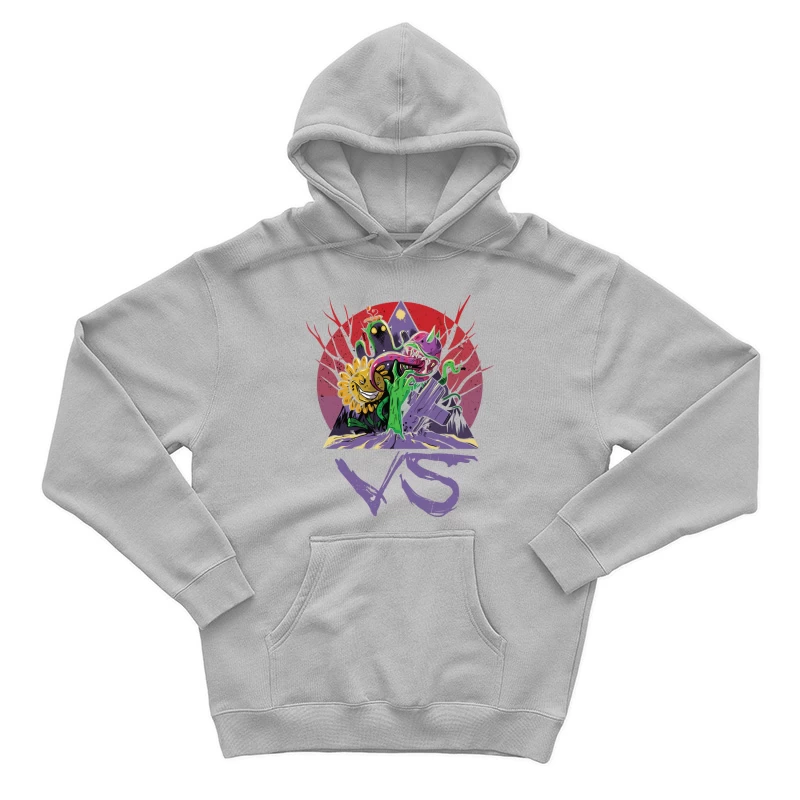 Monsters vs. Plants: A Whimsical Battle Male Pullover Hoodie