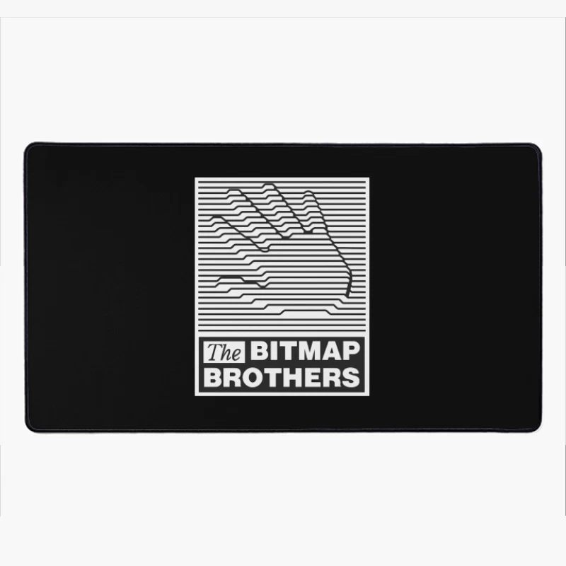 Bitmap Brothers Logo with Striped Hand Optical Illusion Desk Mat