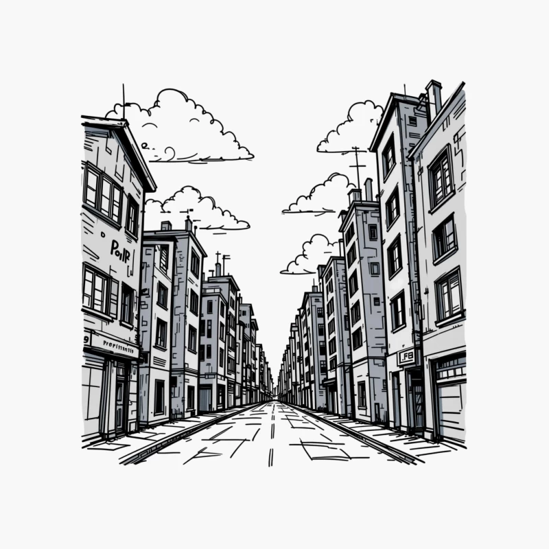 Monochrome Cityscape with Urban Architecture Cotton Tote Bag