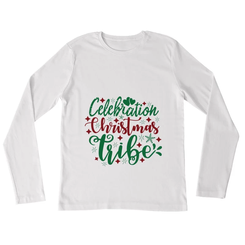 Tribu de Noël Célébration Femme Manches Longues T-Shirt