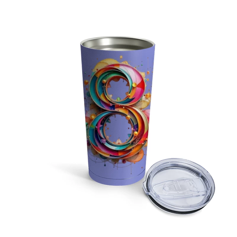 Abstract Colorful Number 8 Digital Art Design Travel Mug