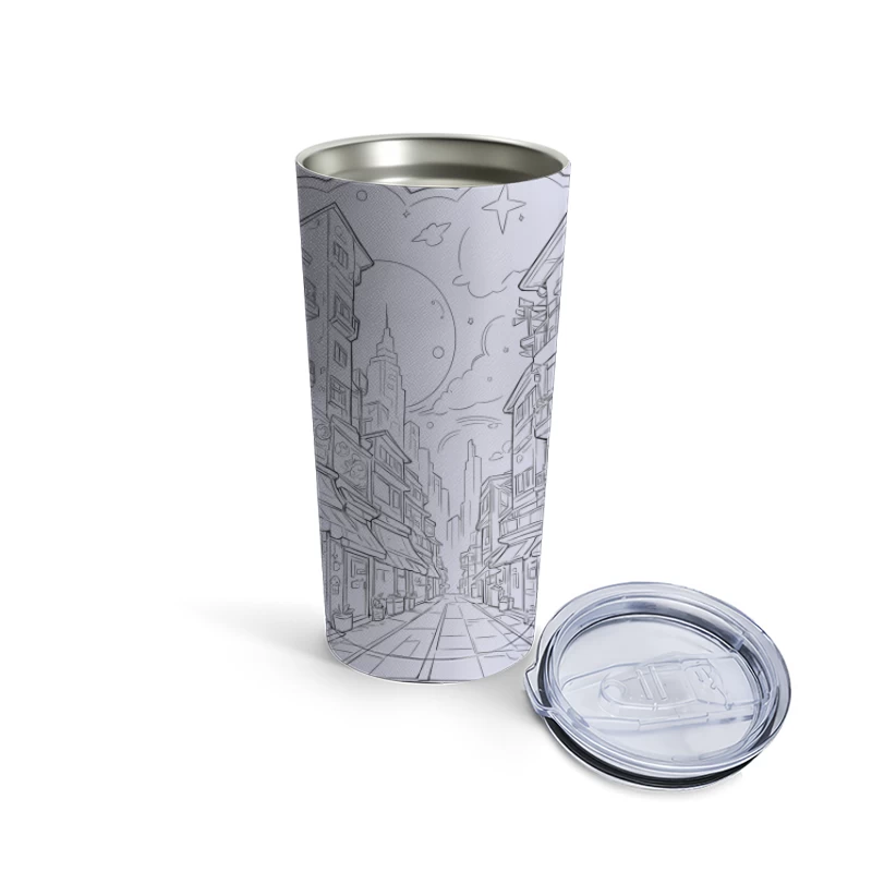 Urban Fantasy Street Scene Travel Mug