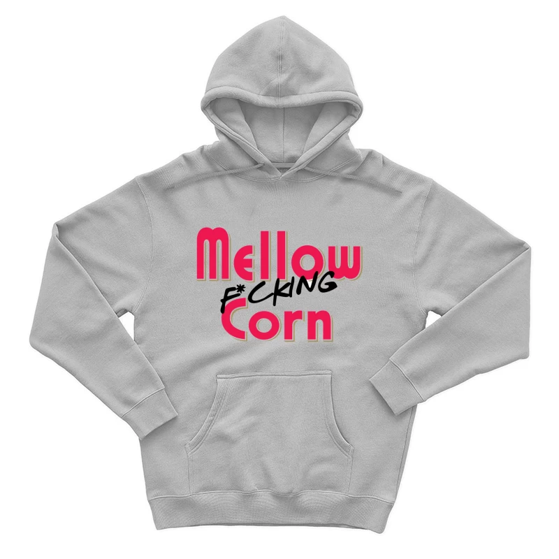 Stylized Pink Text Logo with Profanity: "Mellow F*cking Corn" Male Pullover Hoodie