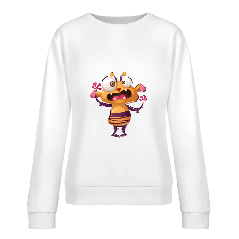 Monstre mignon orange avec antennes Femme Sweat-shirt à enfiler