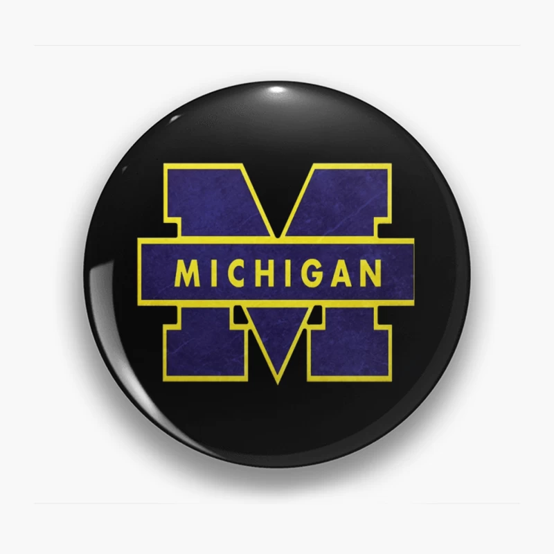 University of Michigan Athletic Block M Logo in Navy and Yellow Pin