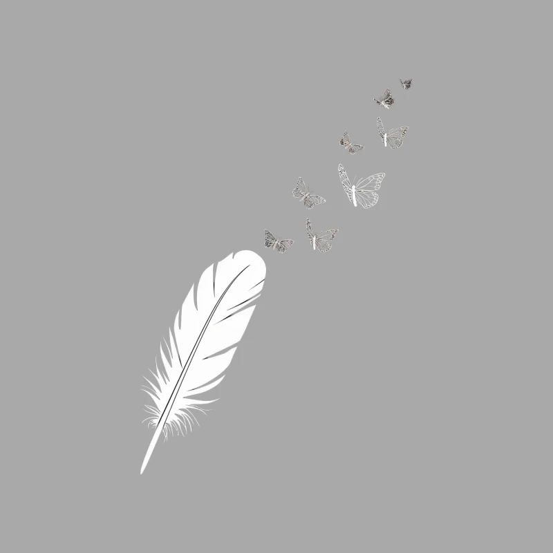 Delicate Monochrome Sketch of Feather and Butterflies Male Pullover Hoodie