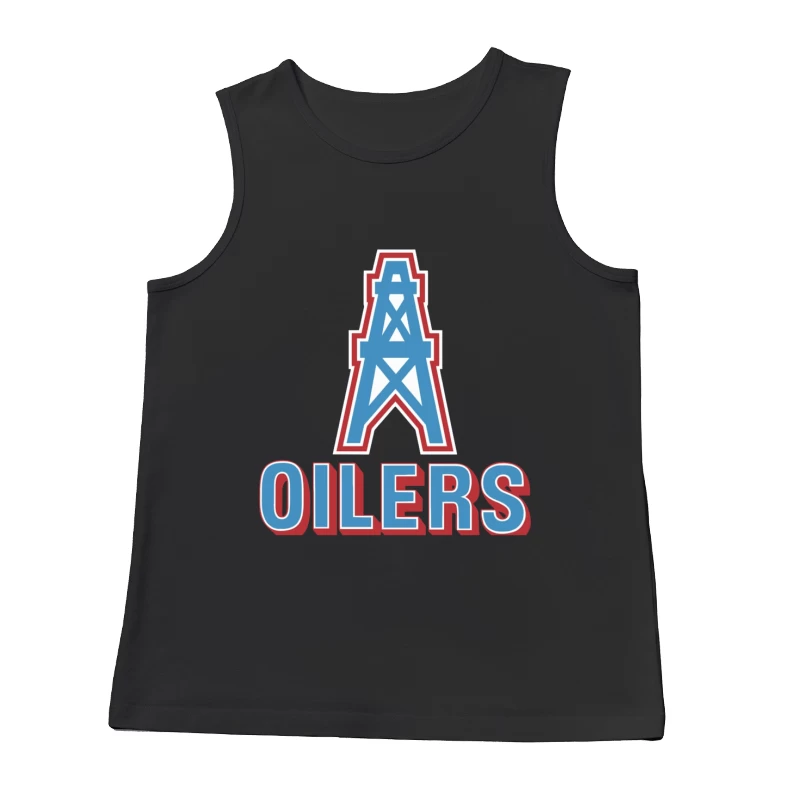 Houston Oilers Vintage NFL Team Logo with Oil Derrick Symbol Male Tank Top