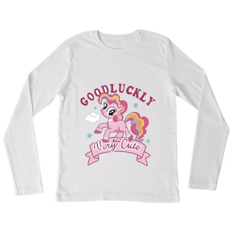 Sehr niedliches rosa Pony mit Regenbogenmähne Damen Langarm T-Shirt