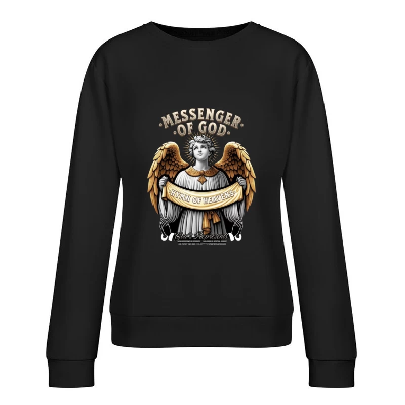 Divine Angel: Messenger of God with Hymn of Heavens Banner - Classical Religious Artwork Female Pullover Sweatshirt