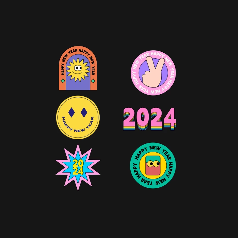 Fröhliches Neujahr 2024 Sticker Design Damen T-Shirt