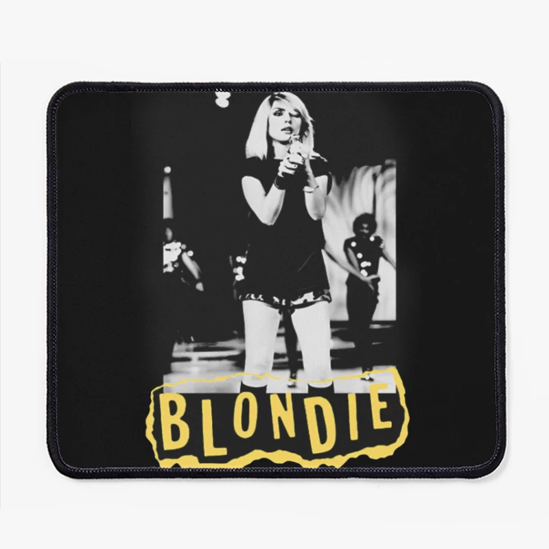 Iconic Blondie Concert Performance in Black and White, 1970s Mouse Pad