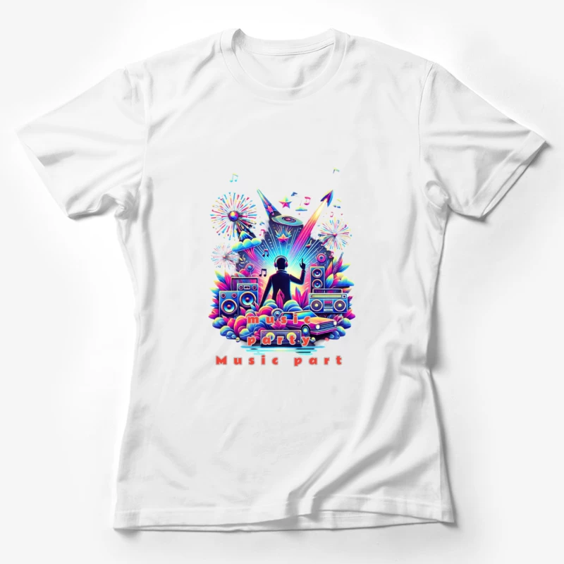 Neon Retro DJ Music Party Illustration Female T-Shirt