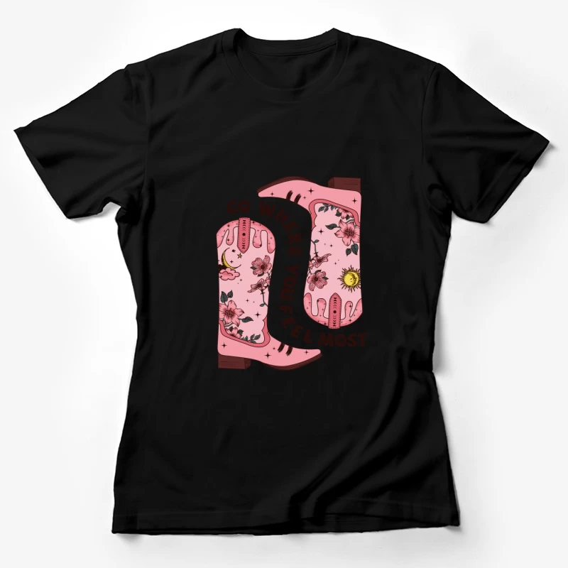 Kunstvolle Cowboystiefel Illustration Damen T-Shirt