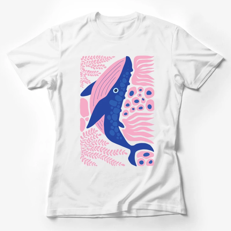 Whimsical Whale in a Coral Dream Female T-Shirt