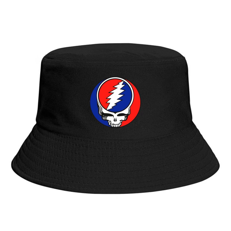 Grateful Dead Classic Skull and Lightning Bolt Logo Design Bucket Hat