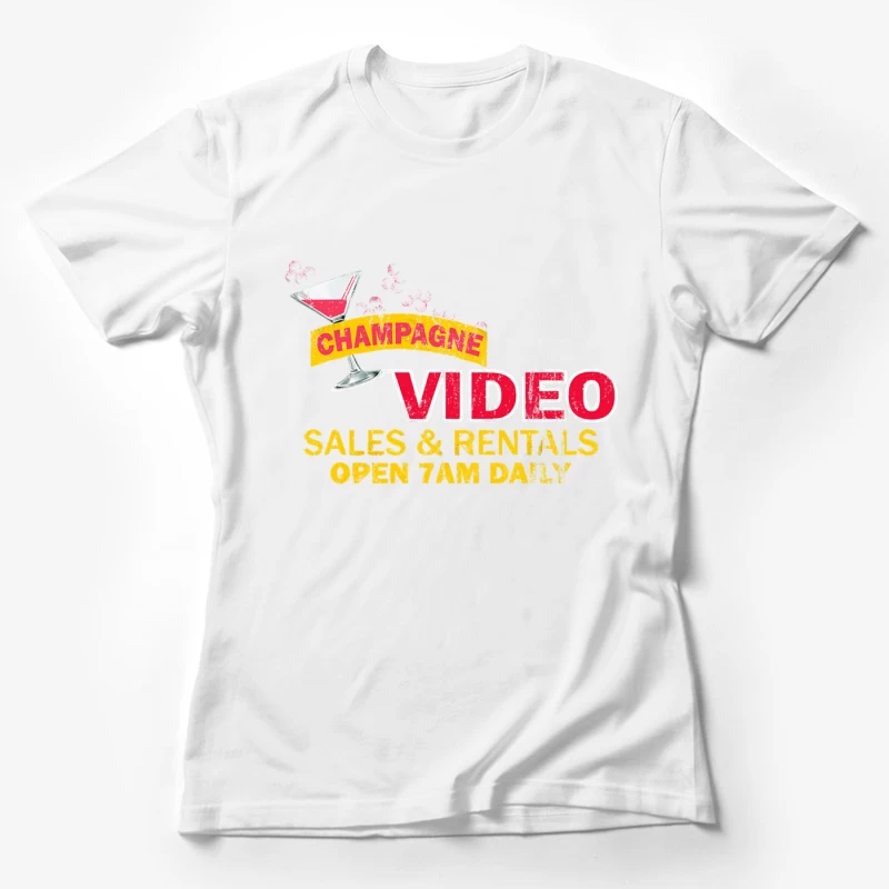 Champagne Video, distressed Female T-Shirt