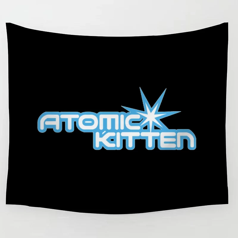 Atomic Kitten Blue Retro Logo Design Tapestry