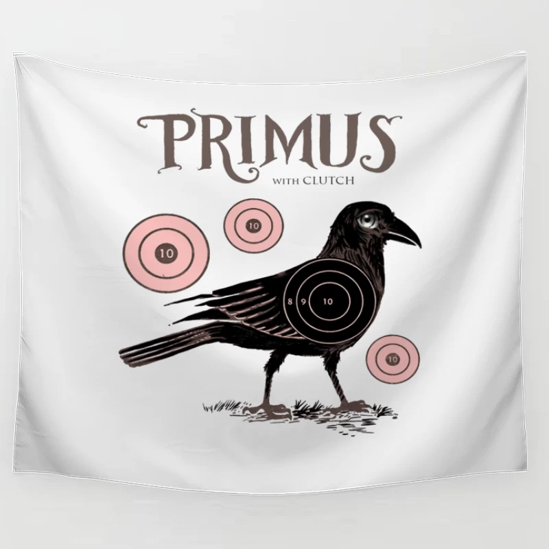 Vintage-Style Primus Concert Poster with Crow and Target Designs Tapestry