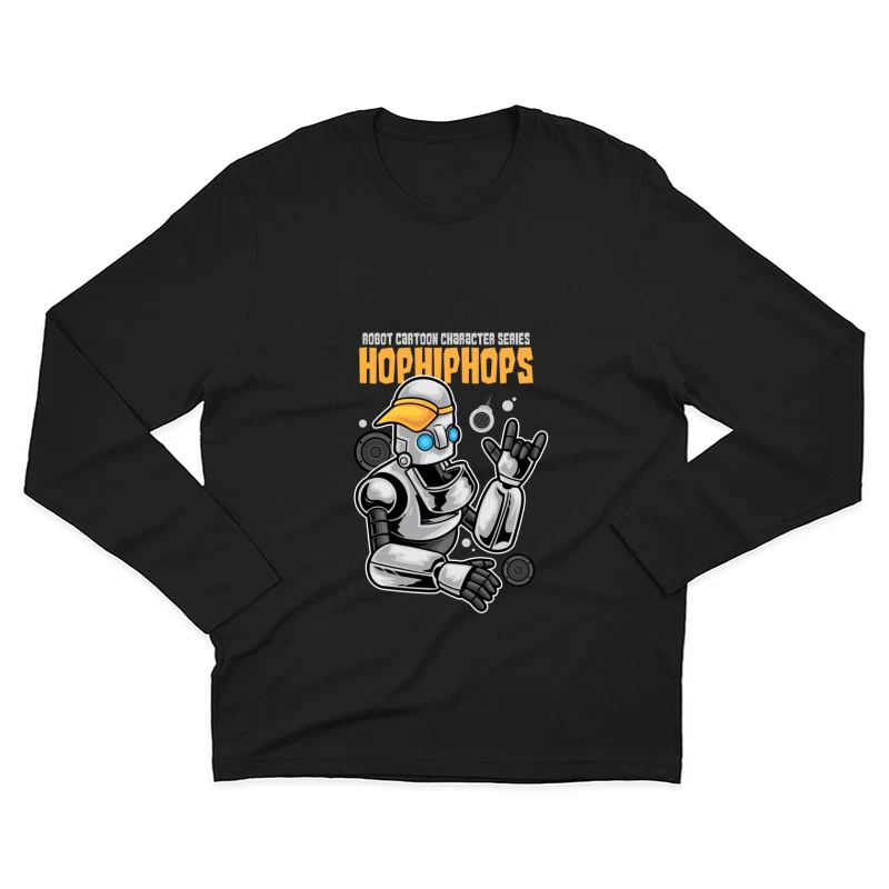 Stylischer Roboter mit orangefarbener Mütze Herren Langarm T-Shirt