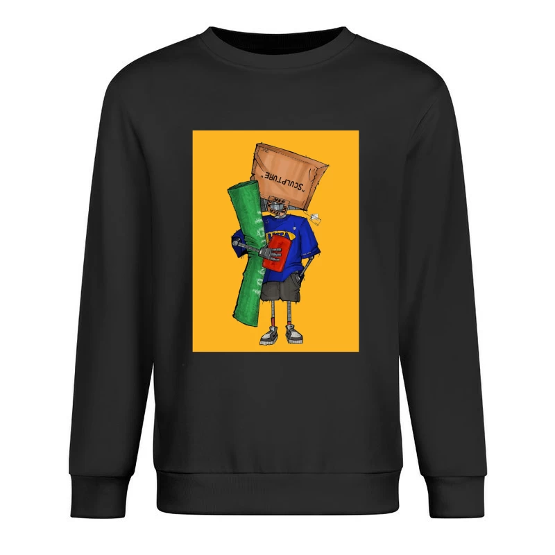 Quirky Paper Bag Robo Male Pullover Sweatshirt