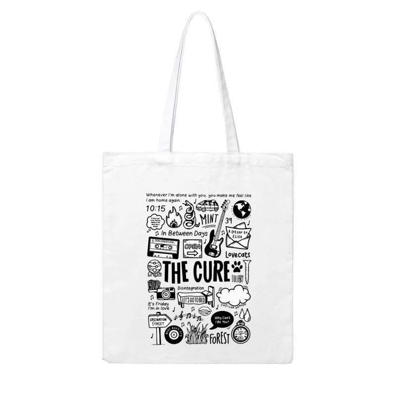 The Cure Band Fan Art Doodle Collection Cotton Tote Bag