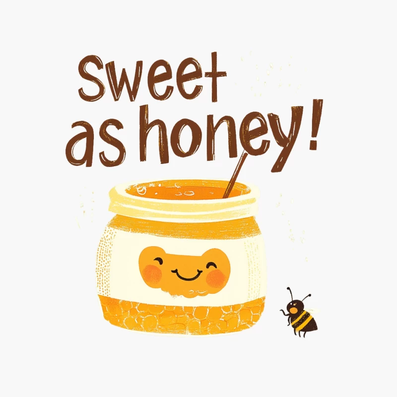 Sweet Honey Jar Illustration with Cute Bee and Typography Cotton Tote Bag