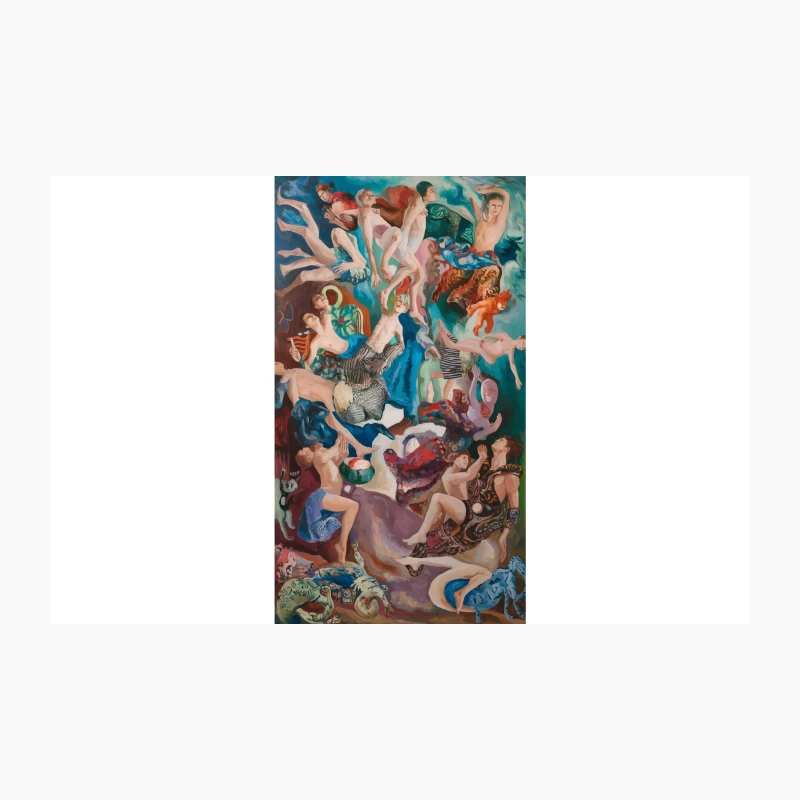 Surrealist Dreamscape: A Chaotic Dance of Nude Figures Travel Mug