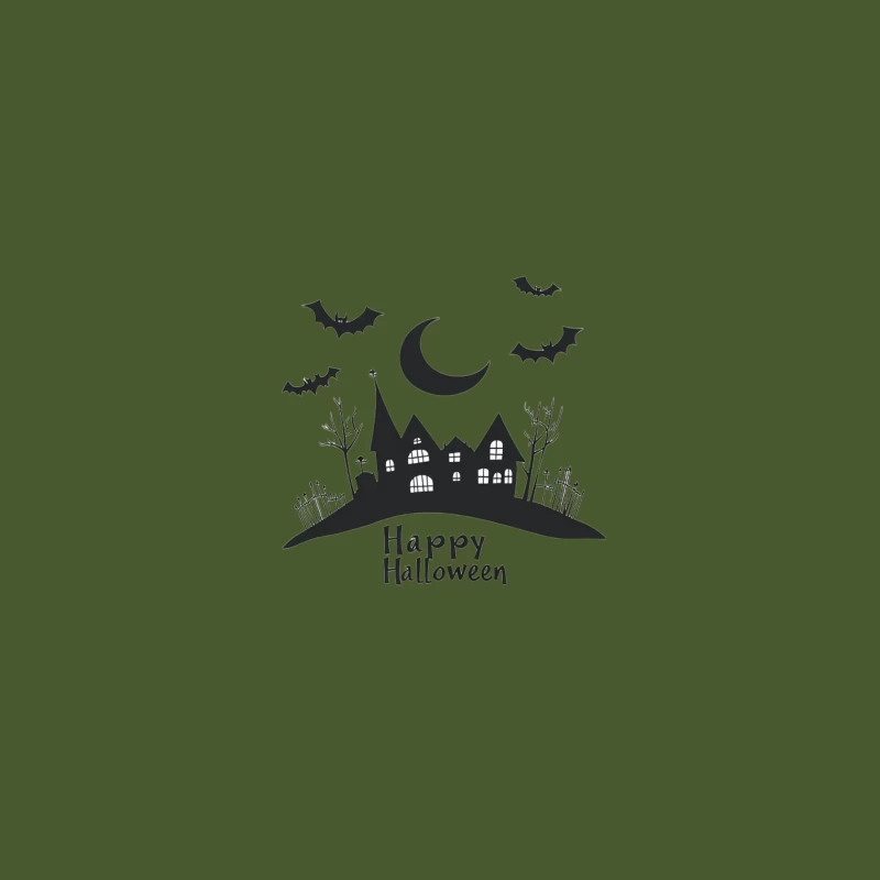 Spooky Halloween Night Silhouette with Haunted House Baseball Cap
