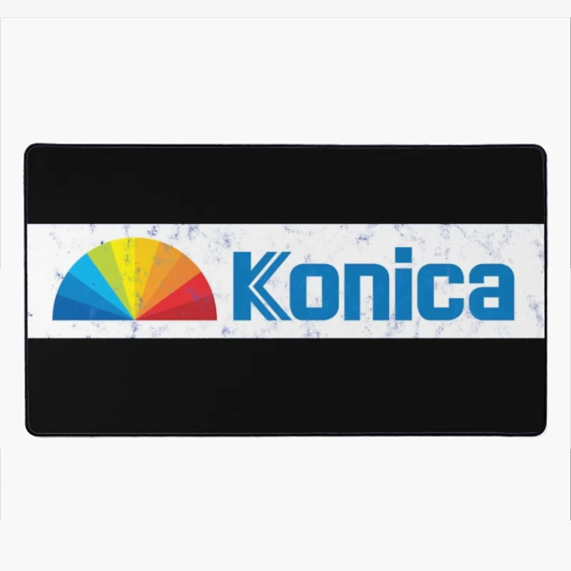 Konica Corporate Logo with Rainbow Semicircle Design Desk Mat