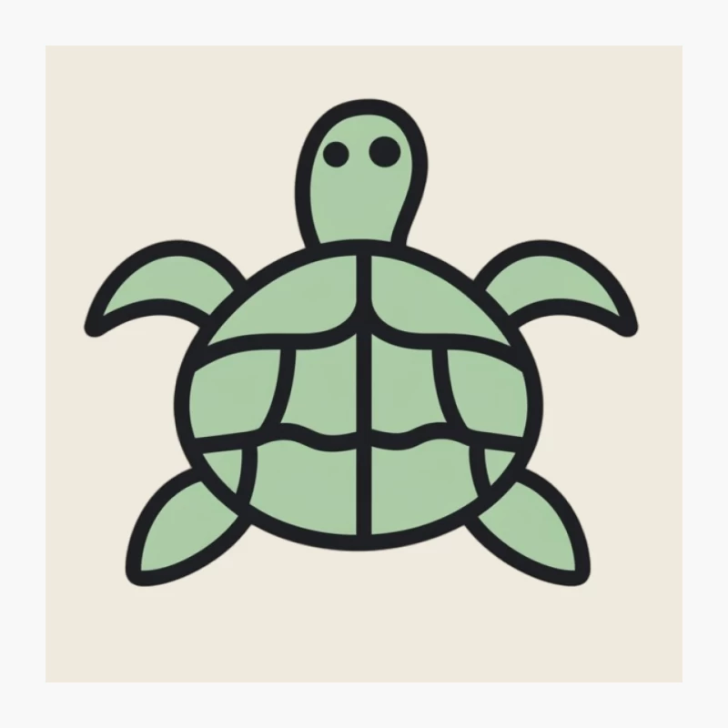 Simple Green Cartoon Turtle Icon Pin