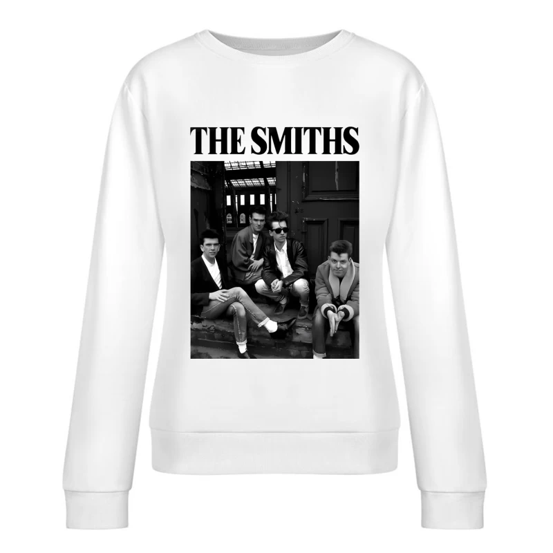 The Smiths: Iconic 1980s British Alternative Rock Band in Black and White Female Pullover Sweatshirt