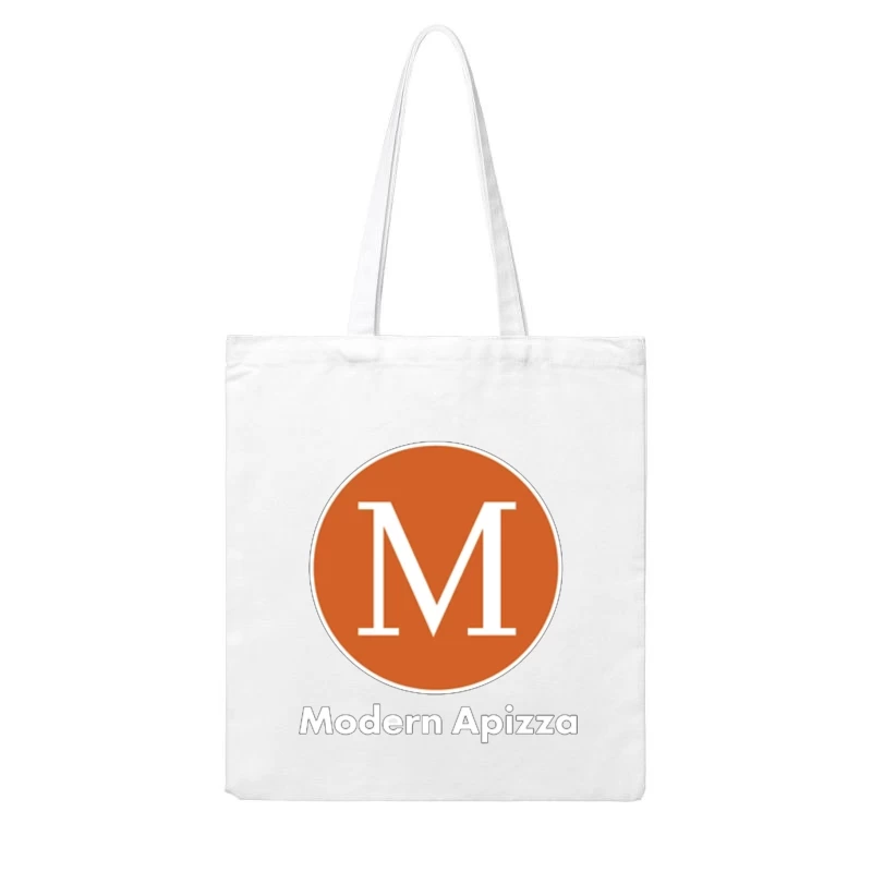 Modern Minimalist Orange Circle M Logo for Apizza Restaurant Cotton Tote Bag