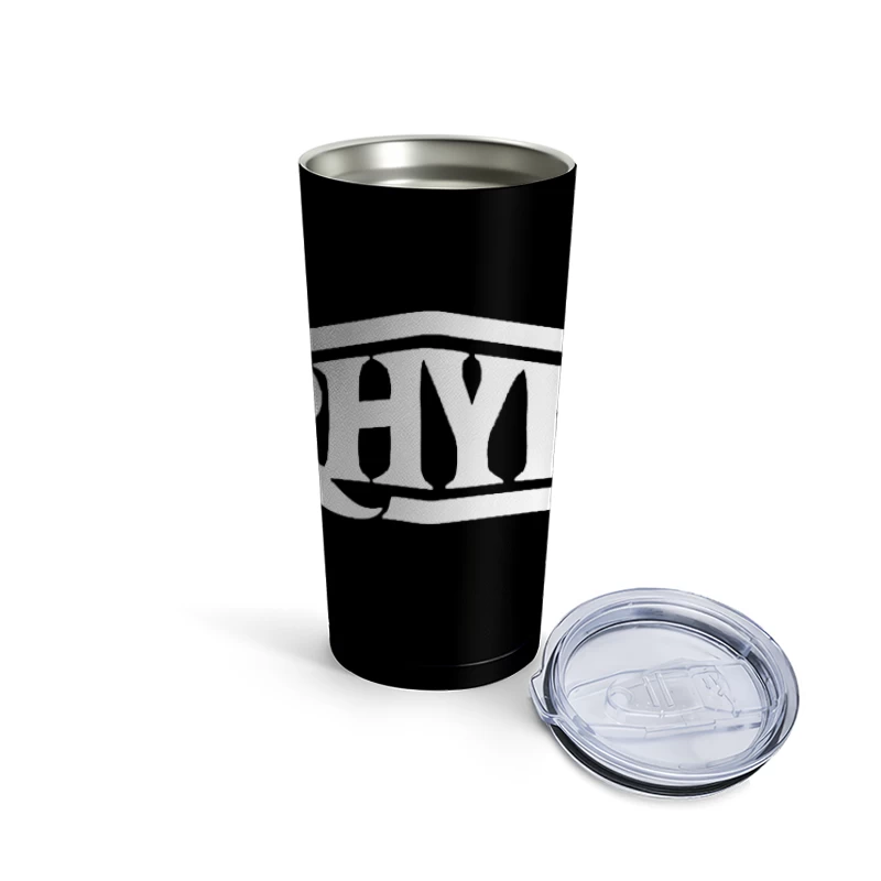 Basic Logo Outline Design with Text "RHYME" Travel Mug