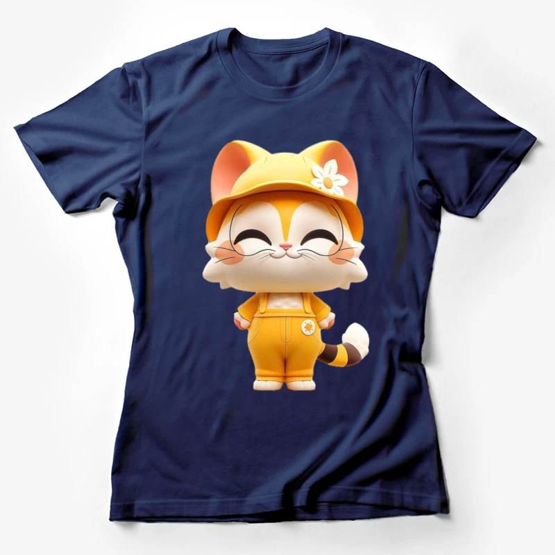 Fröhliche Cartoon-Katze in gelbem Outfit Damen T-Shirt