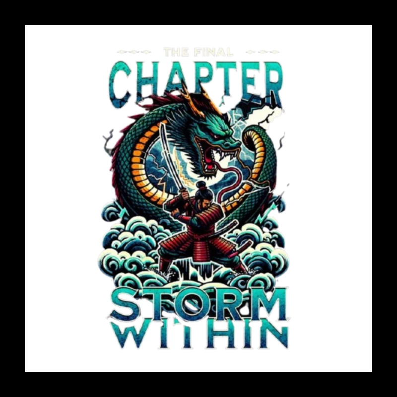 Epic Samurai Warrior Facing Dragon in Storm Within Chapter Art Pin