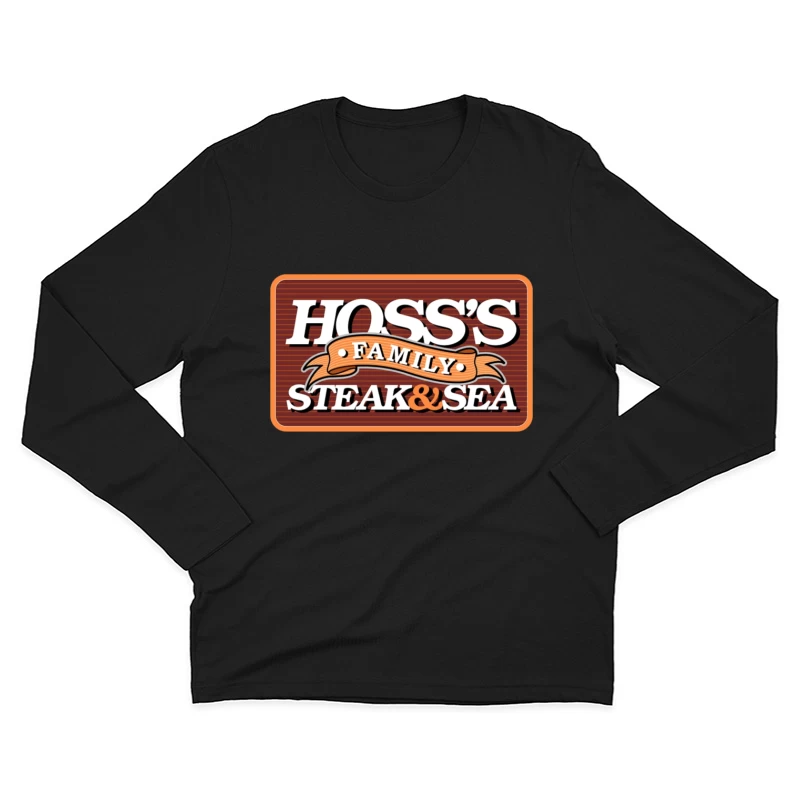 Hoss's Family Steak & Sea Restaurant Vintage Logo Design Male Long Sleeve T-Shirt