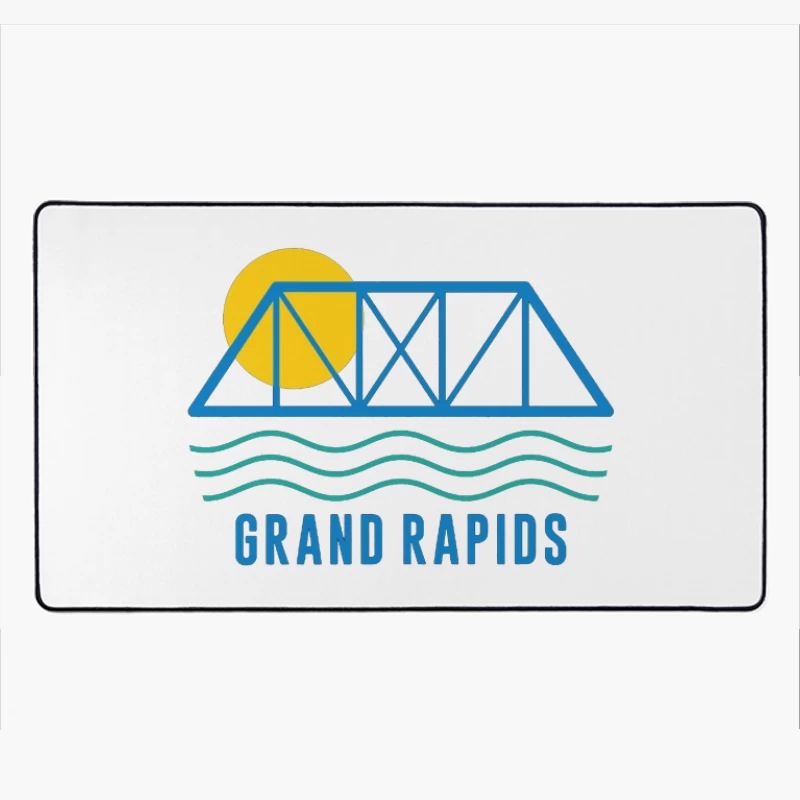 Grand Rapids City Logo with Bridge and Water Design Desk Mat