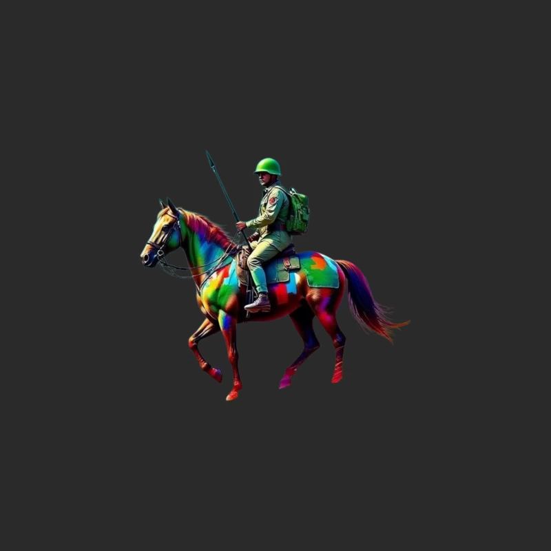 Colorful Military Cavalry Soldier on Horseback Baseball Cap