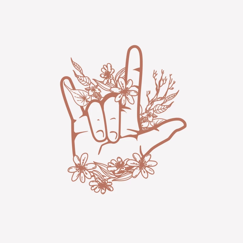 Love Handzeichen mit Blumen Herren T-Shirt