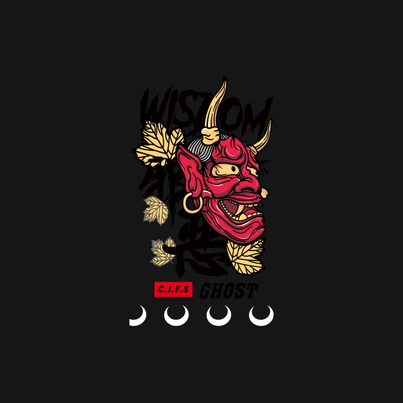 Weisheit Oni Maske Design Herren Langarm T-Shirt