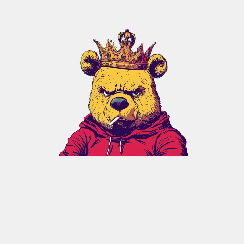 Royal Bear in Red Hoodie: Urban Street Art Style Male Tank Top