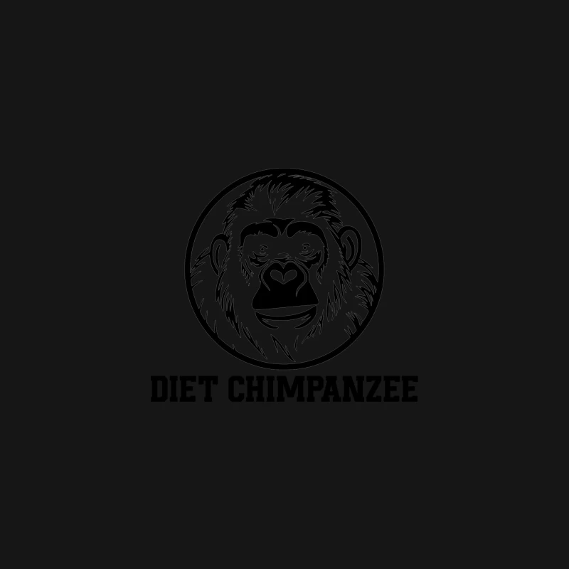Diet Chimpanzee Logo: Black and White Circular Primate Illustration Desk Mat