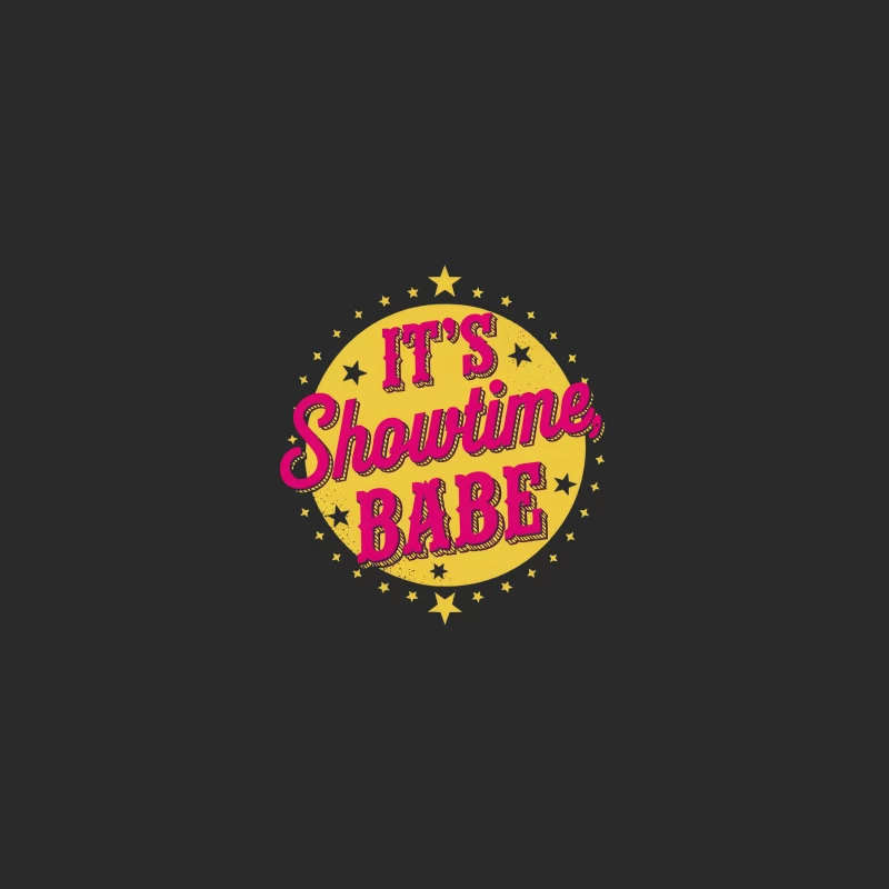 Retro Showtime Babe: Pink and Yellow Starry Motivational Typography Baseball Cap