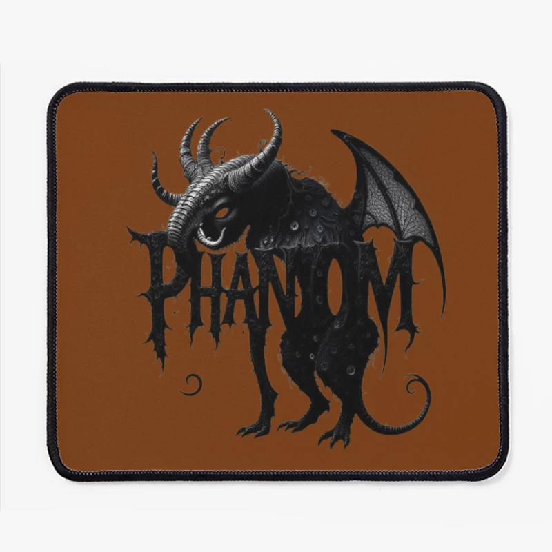 Gothic Phantom Beast with Horns and Wings Dark Art Illustration Mouse Pad