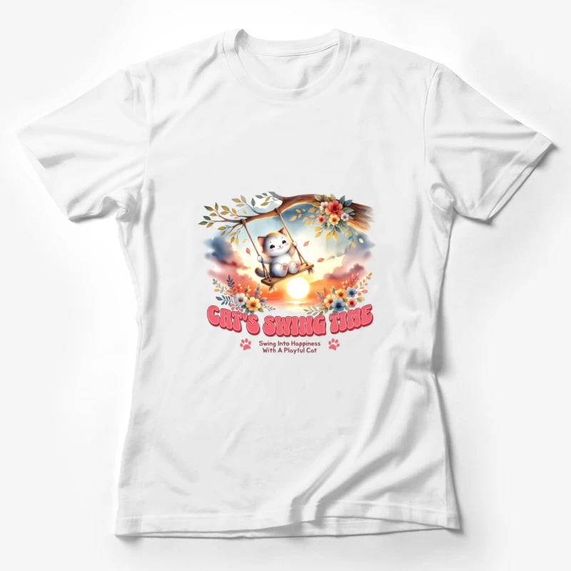 Temps de balançoire avec un chat espiègle Femme T-Shirt