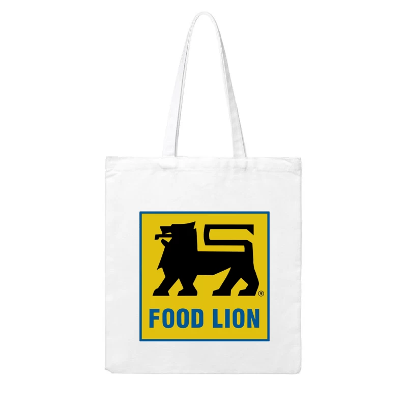 Food Lion Supermarket Chain Logo with Black Lion on Yellow Background Cotton Tote Bag