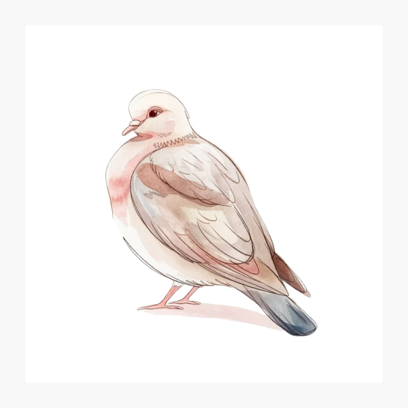 Watercolor Illustration of a Pastel-Colored Dove Pin