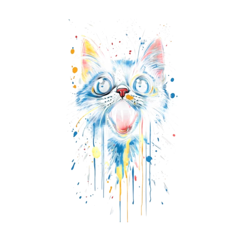 Colorful Cat Artwork Throw Pillow
