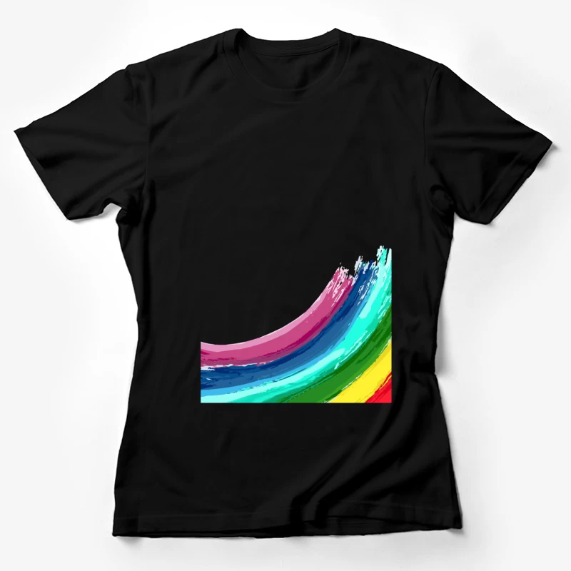Bunte Pinselstriche auf Schwarz Damen T-Shirt